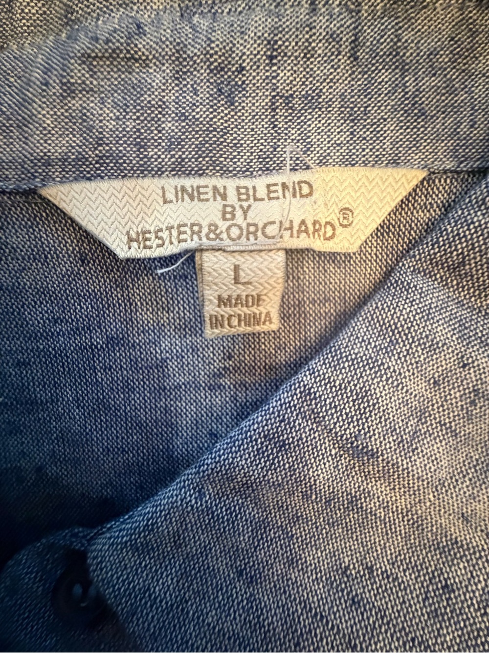 Casual Heather blue chambray linen Button-Up Shirt - size LG - Picture 5 of 6